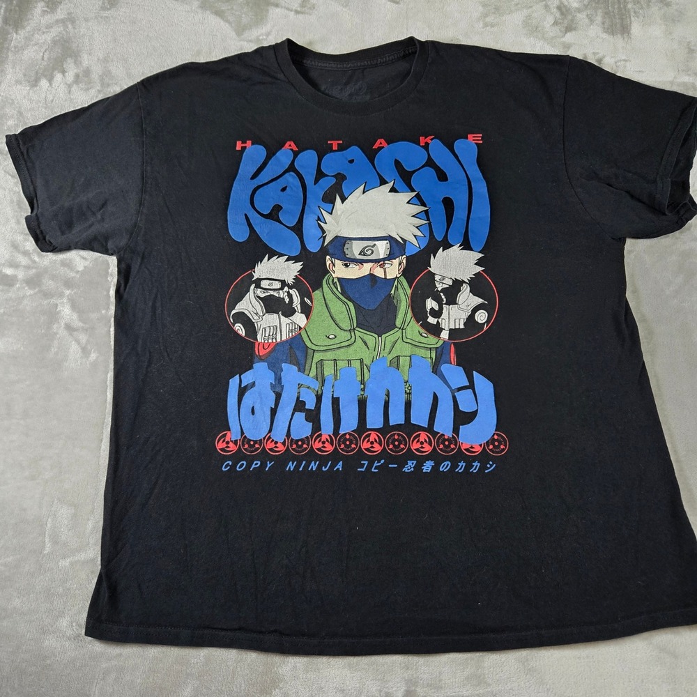 Naruto‎ Shippuden Kakashi Hatake Anime Graphic Print Black Mens T-Shirt
